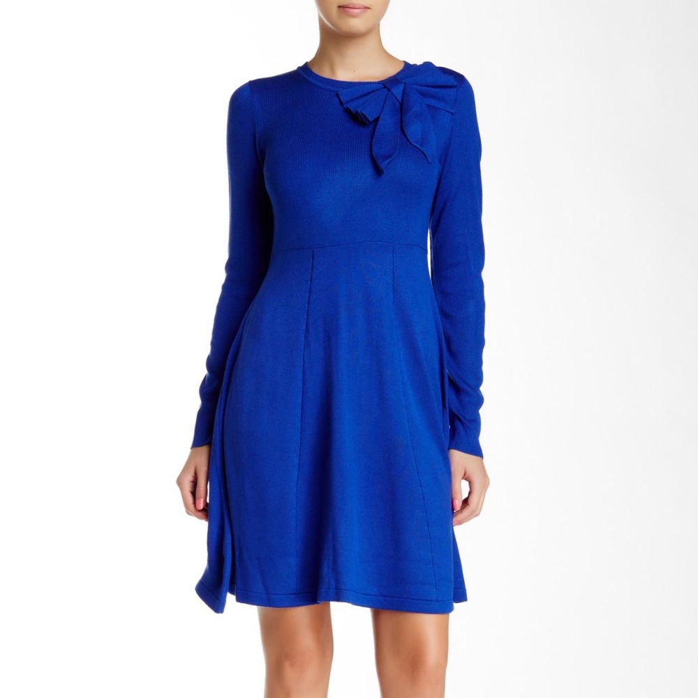 Eliza J Blue Sweater Dress with Bow Detail Size XS
